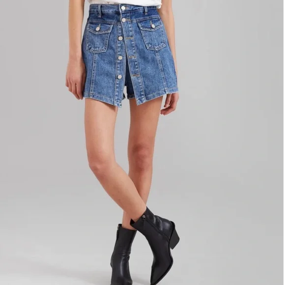 NWT The Frankie Shop “Blades” Blue Denim Skort Small - Picture 8 of 9